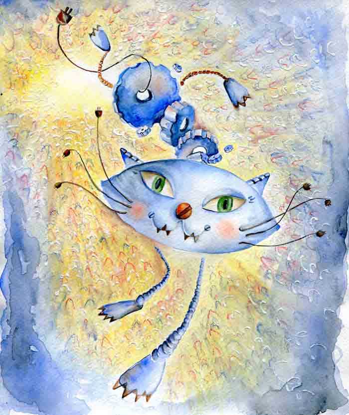 Artista reproduz gatinhos obras