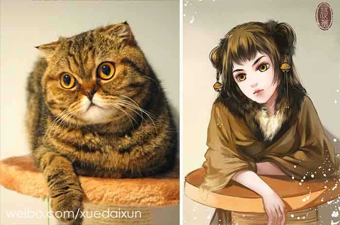 Versões humanas de gatinhos lindos
